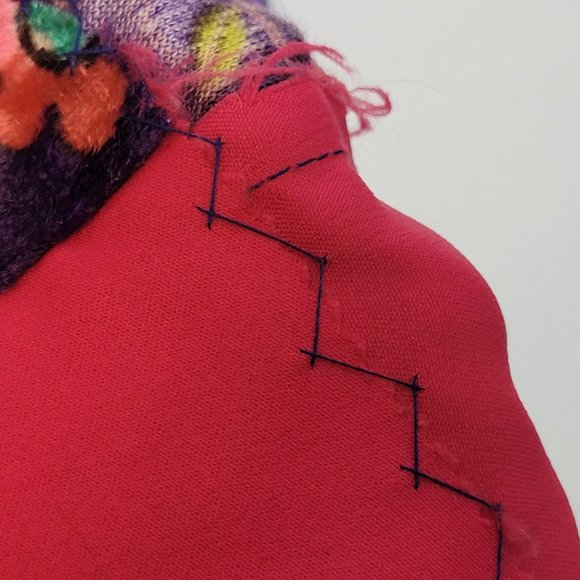 Vintage Maxi Skirt Purple Velour Bright Pink Side Closure No Tags Handmade - Picture 6 of 10